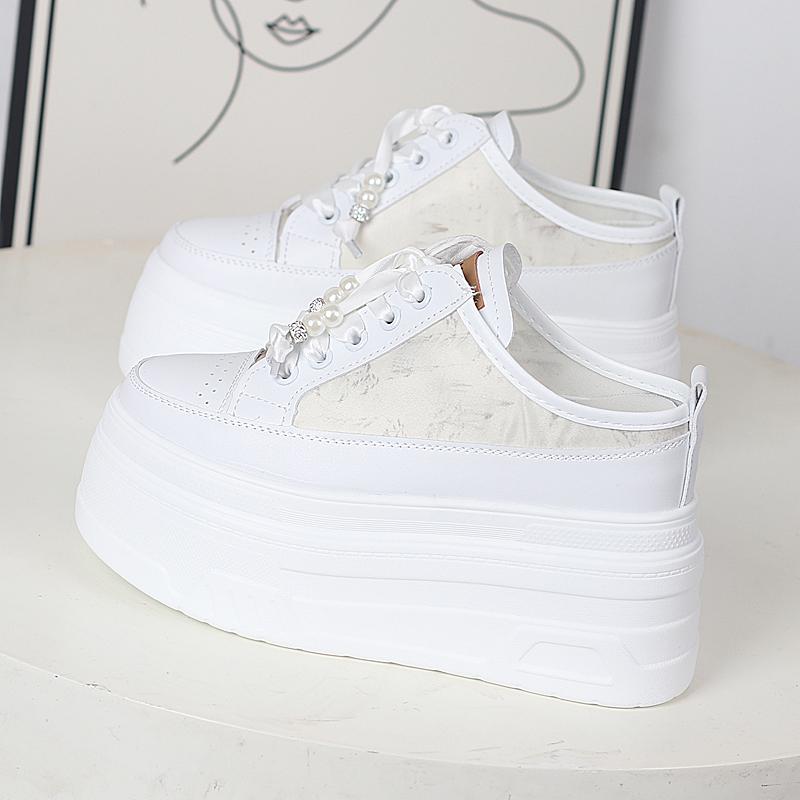 Fashion 12CM Stretch Fabric Ethnic Cloth Leisure Authentic Mary Jane Shoes Summer Slippers Platform Wedge Genuine Leather Women