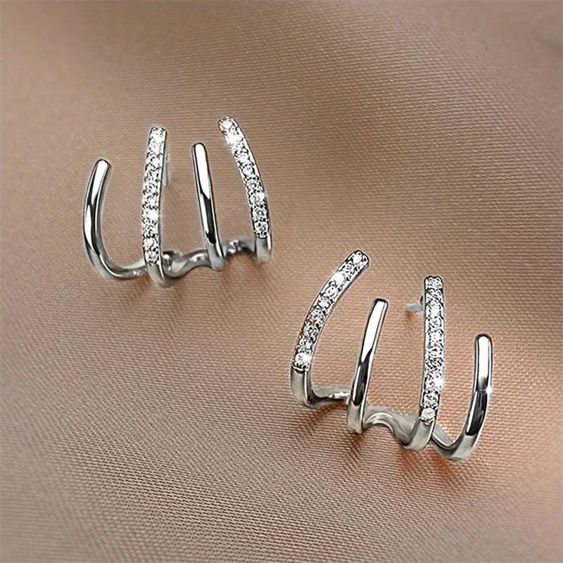 Claw Design Inlaid With Shiny Zircon Decor Elegant Sexy Stud Earrings Copper Jewelry Daily Casual