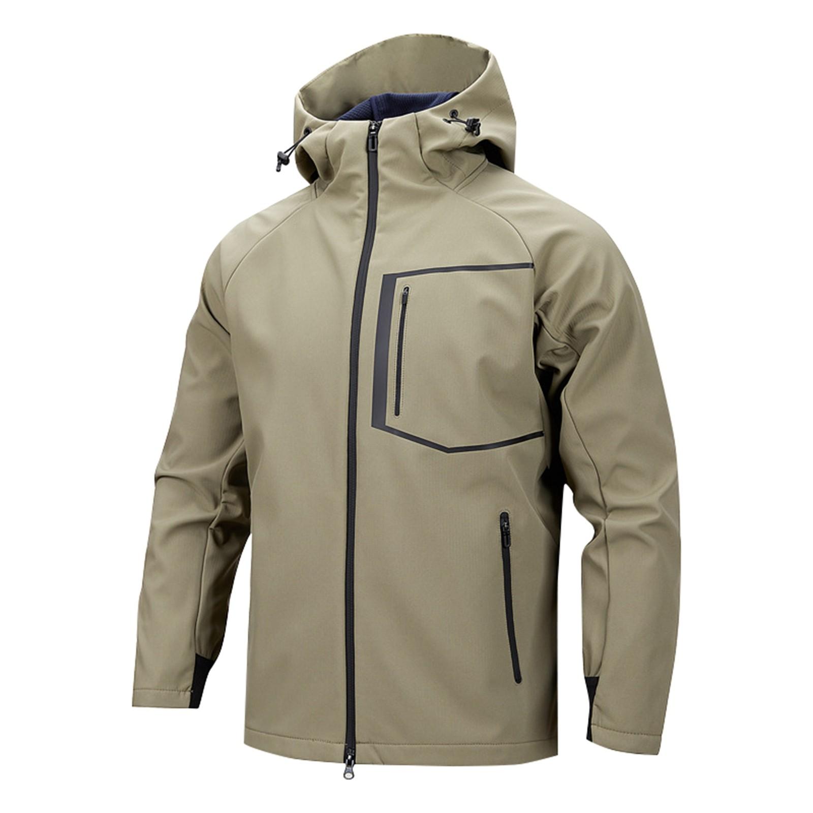 

Мужская зимняя однотонная деловая куртка с капюшоном, мужская ветровка XXL хаки