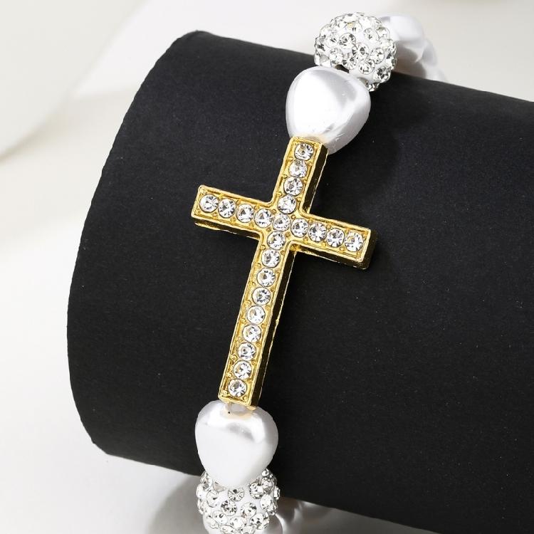 Expandable Wrist Jewelry with Intricate Religious Pendant and Alloy Construction Beaded Bracelet Suitable for Daily Styling