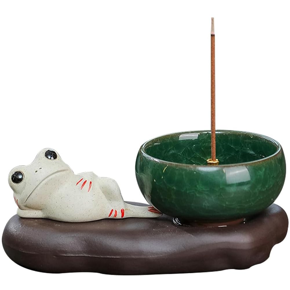 

HIGHAWK Подставка для благовоний, Держатель для палочек или спиралей, Симпатичная керамическая фигурка лягушки, Идеально подходит для учебы, медитации, сна и домашнего декора (Лягушка C)