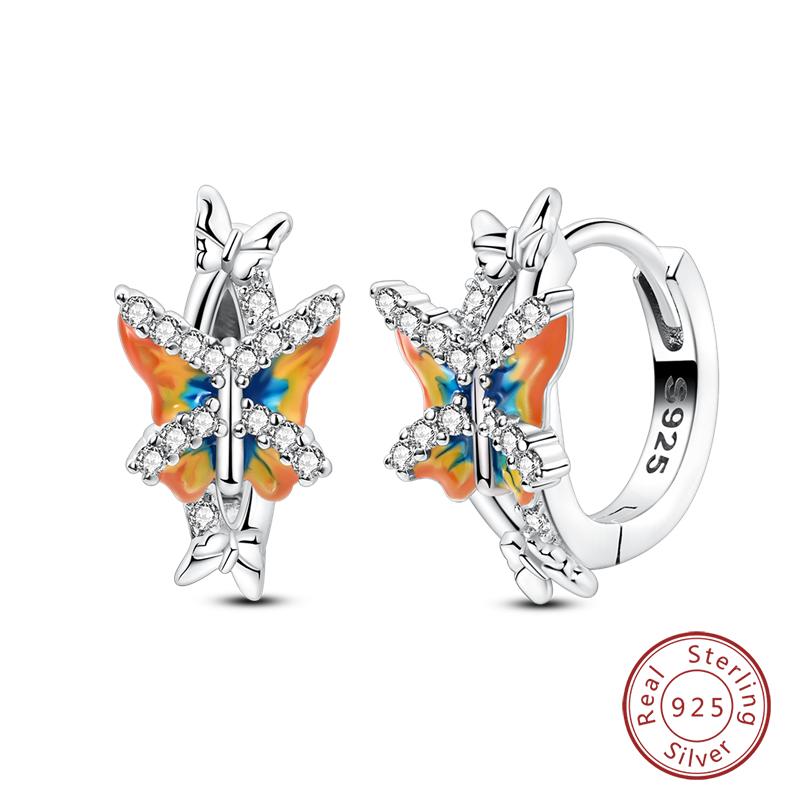New 925 Sterling Silver Earrings for Women Luxury Rose Gold Color Heart Star Moon Earrings Fine Birthday Wedding Jewelry Gifts