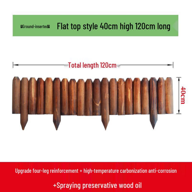 Carbonized Anticorrosive Wooden Picket Fence for Indoor & Outdoor Gardens, Balconies, and Courtyards.