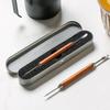Pear Wood Coffee Latte Art Needle with Stainless Steel Hook for Milk Foam Drawing