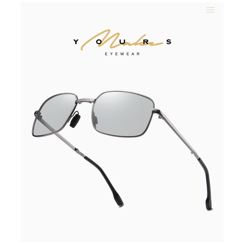 aoron Men's Metal Polarized Light Color-changing Folding Sunglasses Fashion Sunglasses Square Night Vision Glasses