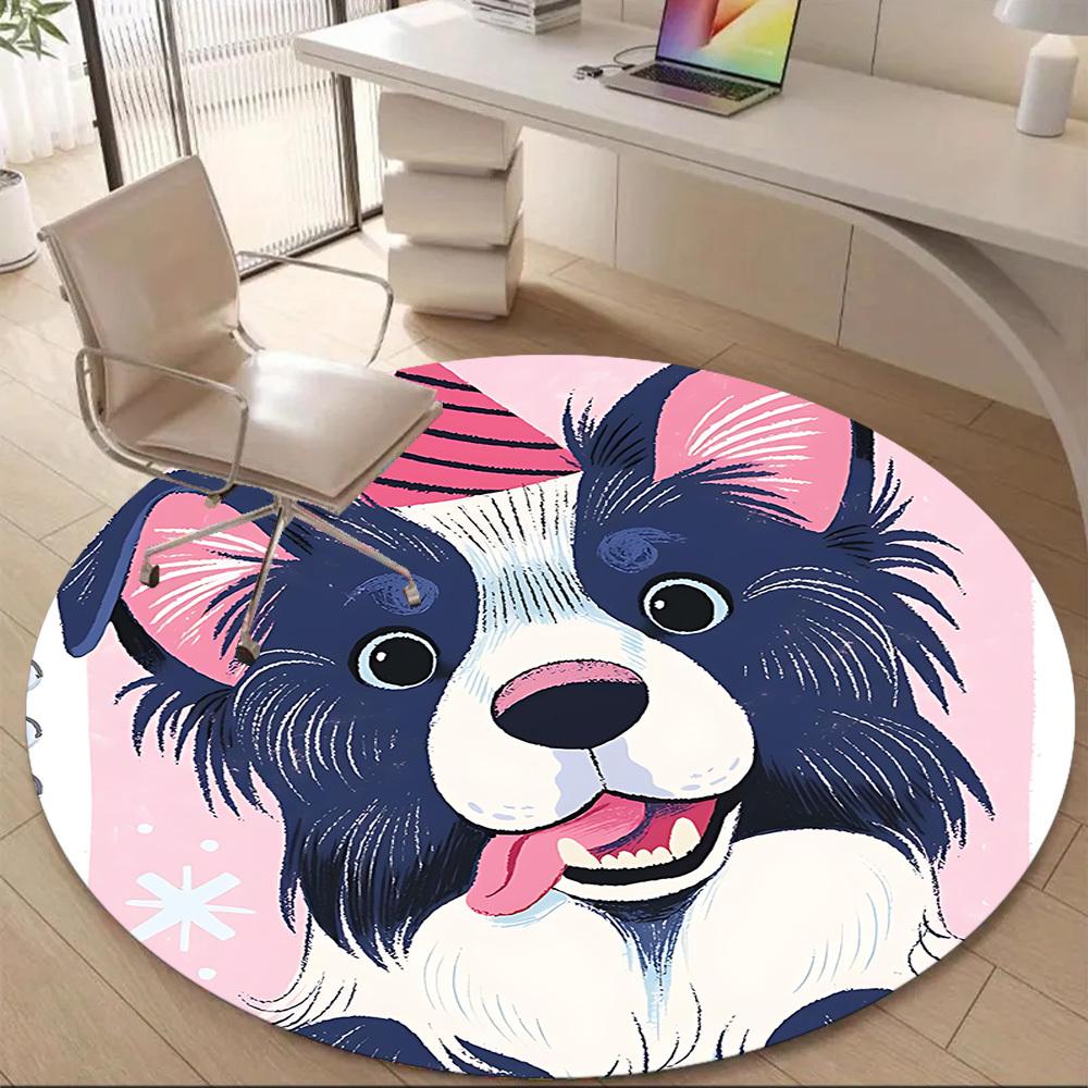 1PC Dogs Pet Office Round Area Rug, Mat Suitable ForOffice, Under Office Chairs Bedroom Living Room Home Decor, Room Deco