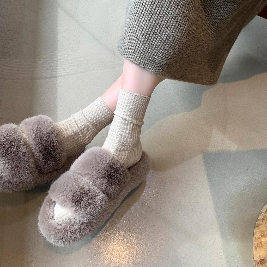 TX-1 fleece thick-bottomed flat-bottomed one-word fairy fluffy slippers outer wear female spring and autumn new models