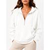 Women S Loose Fit Hooded Half Zip Pocket Casual Sweatshirt