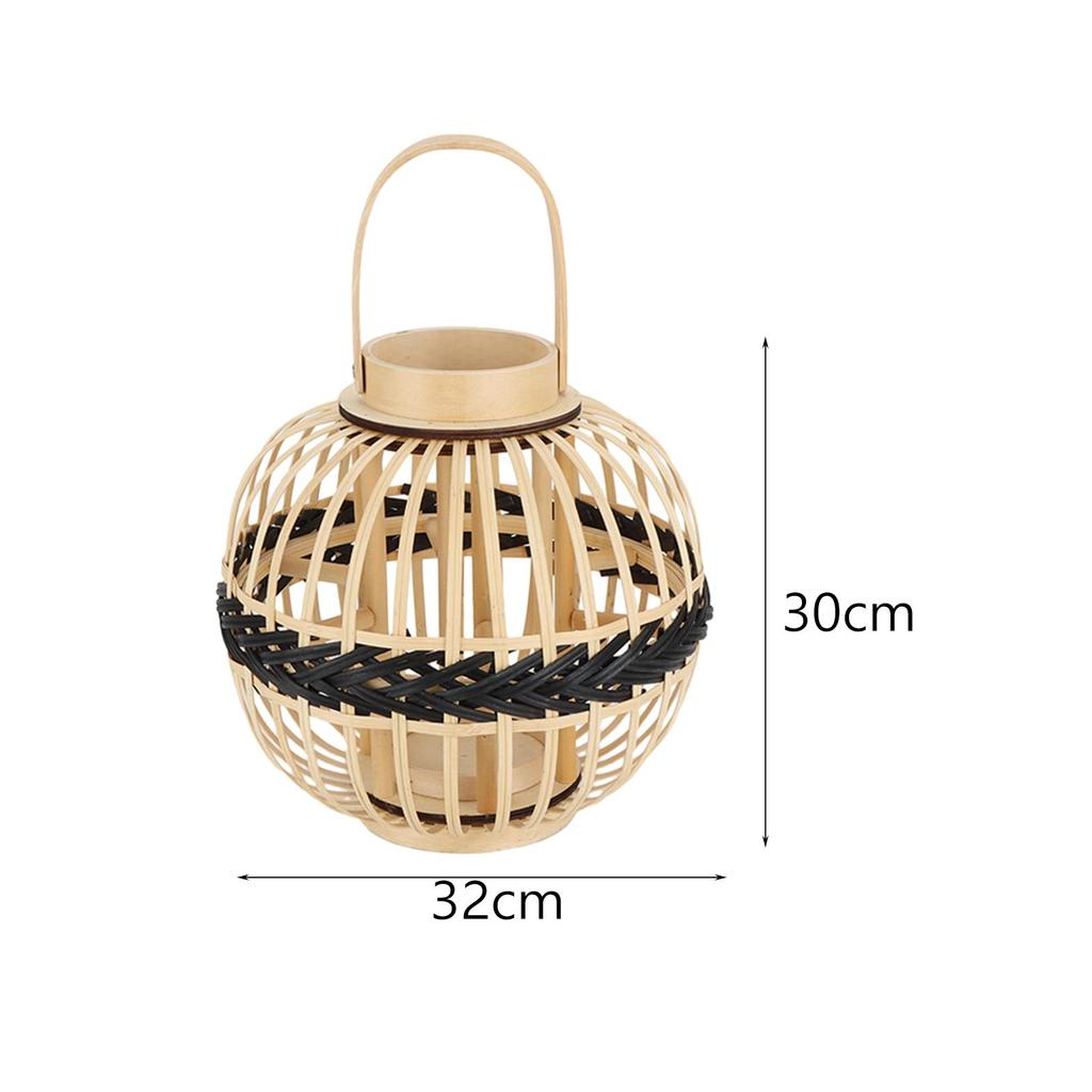Bamboo Lantern with Handle Romantic Hanging for Table Home Farmhouse Style A