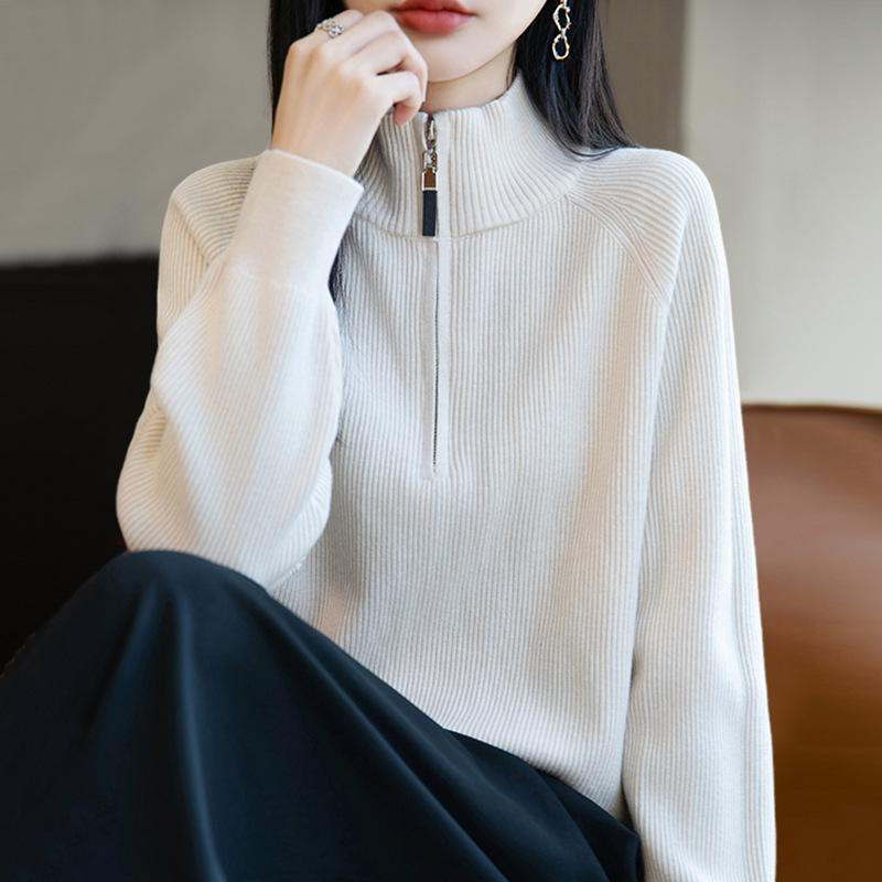 YYFS Women's Fashion Casual Fall Winter Solid Color Print Long Sleeve Half Turtleneck Sweaters