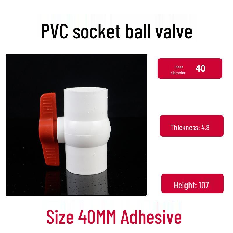 PVC Ball Valve with Threaded Inner Teeth for Water Supply (Sizes: 20, 25, 32, 40, 50, 63, 75, 90, 110)