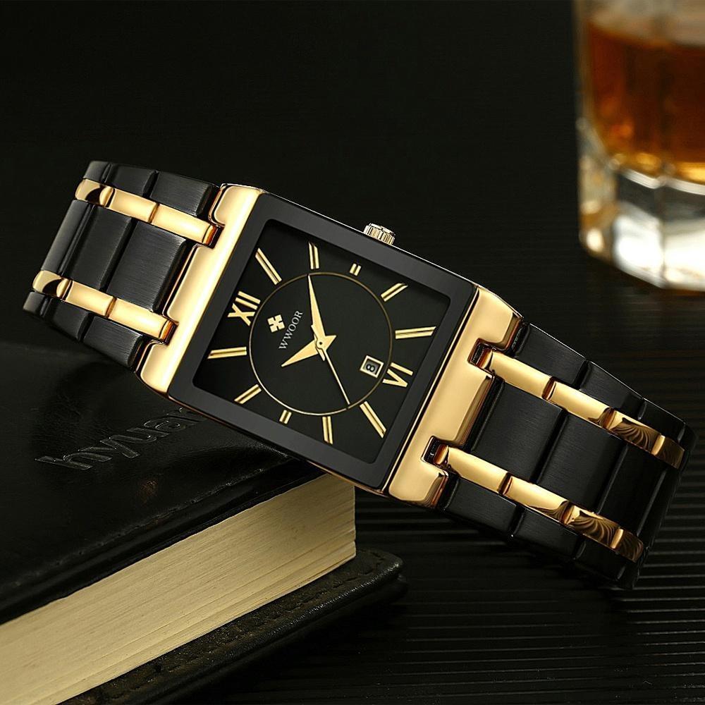 WWOOR Top Brand Luxury Steel Strap Business Quartz Watch Men Casual Waterproof Sports Watch