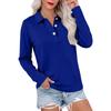 Women's Casual Long Sleeve Button Down Color Lapel Blouse