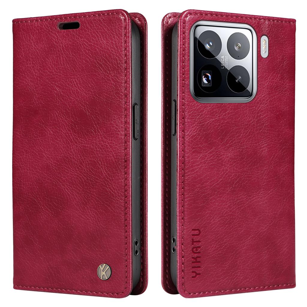 YIKATU YK-006 Pro pouzdro pro Xiaomi 15 Pro Magnetické zavírání Kožený kryt na telefon Litchi textura