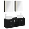 5 Piece Bathroom Furniture Set Black Oak Engineered Wood and Glass