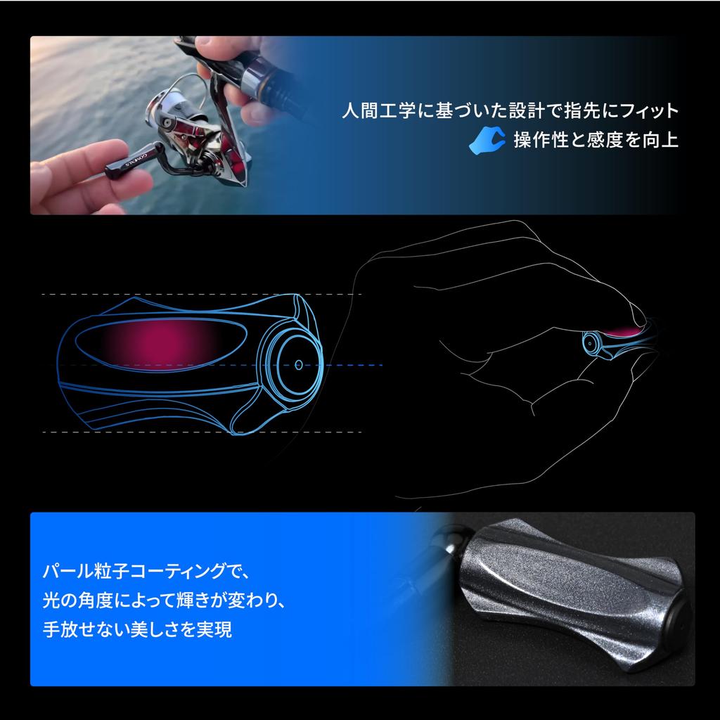 Gomexus A18 Reel Handle Daiwa Type Shimano Type A Handle Composite Fully Supervised by Hiroki for Ajing and Area Trout Light Game Fishing Knob, S,
