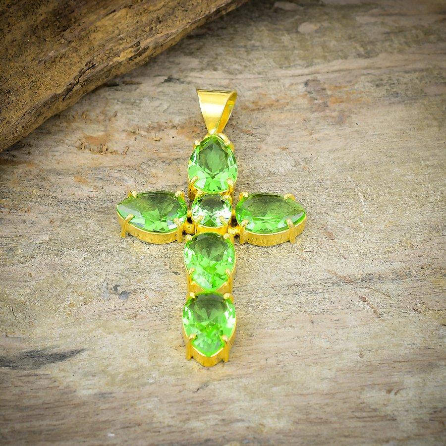 Tsavorite Gemstone Handmade 925 Sterling Silver Jewelry Pendant 2.56" M-202