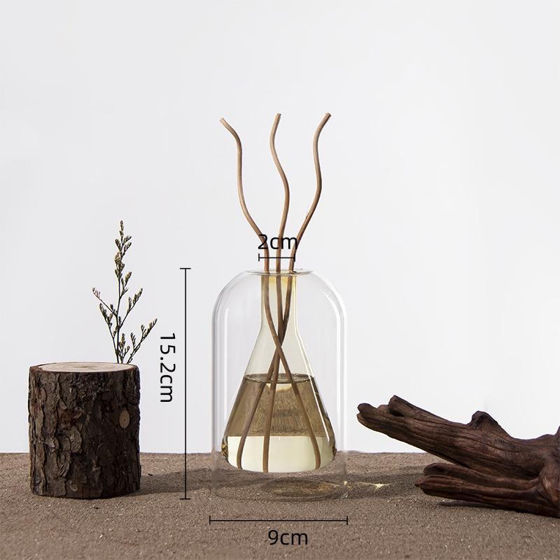 Transparent Double-layer Glass Vase Scented Bottle Candlestick Incense Base Terrarium Flower Vase Home Decoration Accessories