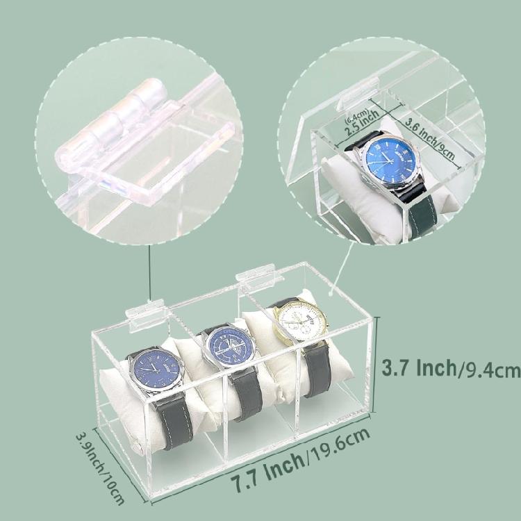 Watch Arrangement Case Transparent Acrylic Watches Box with Protective Pillows Elegant Wristwatch Storage Organizer