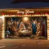 Nativity Christmas scene garage door Banner - Large polyester, outdoor Christmas decoration, suitable for festivals and parties
