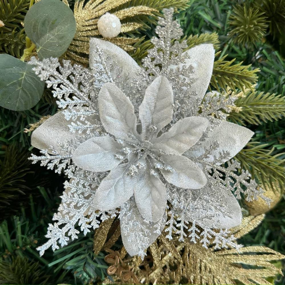 

10pcs Christmas Artificial Flowers Tear-resistant Noel Decorations for Navidad Party