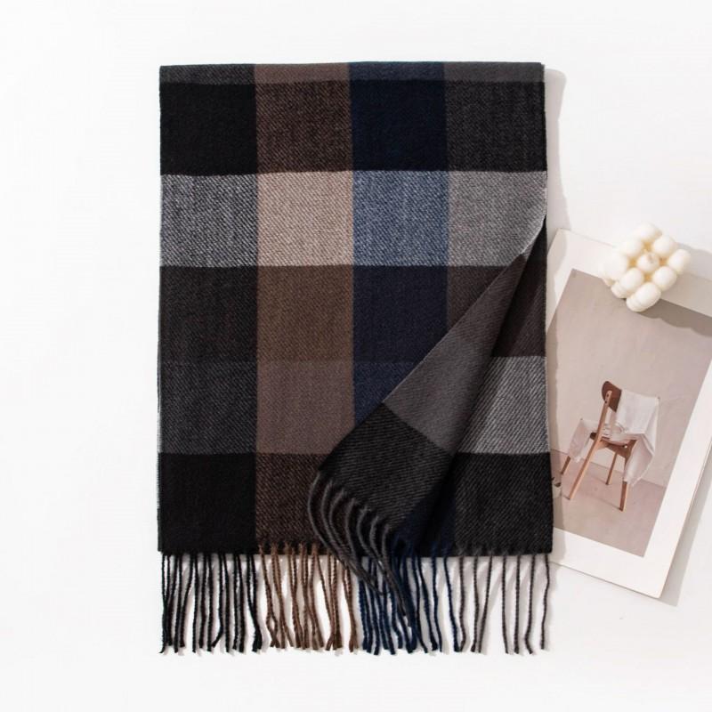 Elegant Plaid Faux Cashmere Scarf Women Warm Winter Wrap Office Commute Neck Warmer 35x180cm