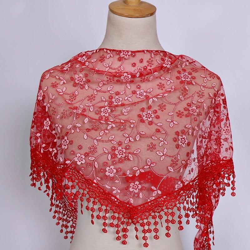 Women Triangle Bohemian Floral Tassel Scarves Shawl Female Spring Summer Headband Scraves