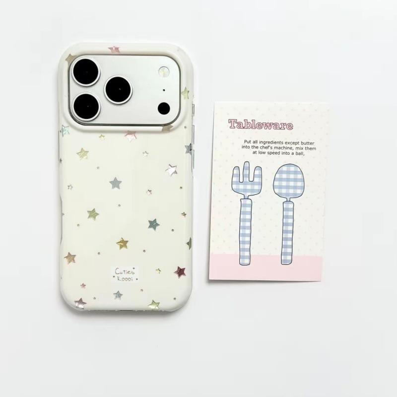 Round edge Korean gilt star pendant for iPhone17promax Apple 16 mobile phone case 15 love bracket