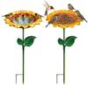 Flower Metal Bird Bath for Outside Decorative Flower Garden Stake Outdoor Bird Bath Bowl for Garden Patio Yard Lawn Decor