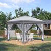3.3 X 3.3m Pop Up Gazebo, Double Roof Foldable Canopy Tent with Zipped Mesh Sidewalls, Height Adjustable and Carrying Bag