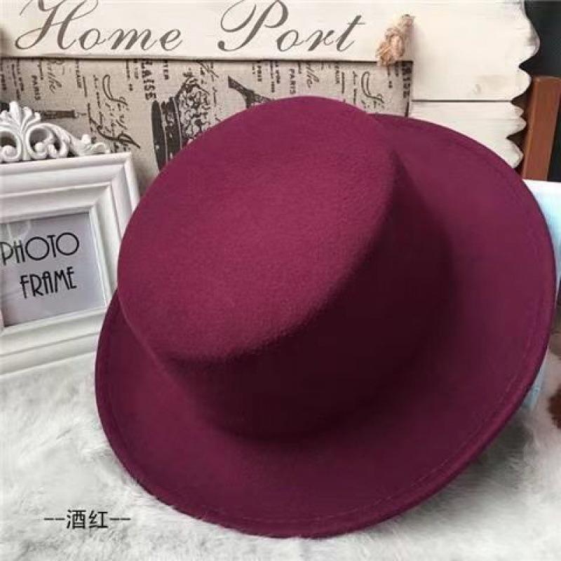Autumn and Winter British Woolen Hat Men's Fashion Trendy Casual Versatile Stage Hat Men's Performance Flat Top Hat Women