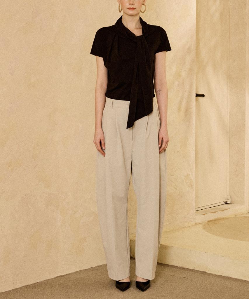 PADO SEOUL Stretch Nylon Barrel Pants Beige