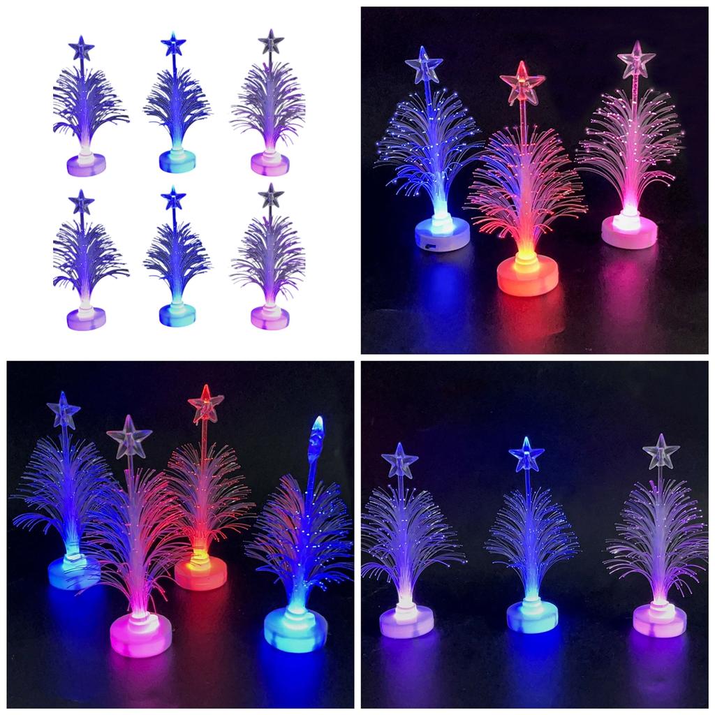 Set Of 6 Multi Color Light Up Christmas Trees Display Ornament Perfect For Creating A Magical Holiday Atmosphere