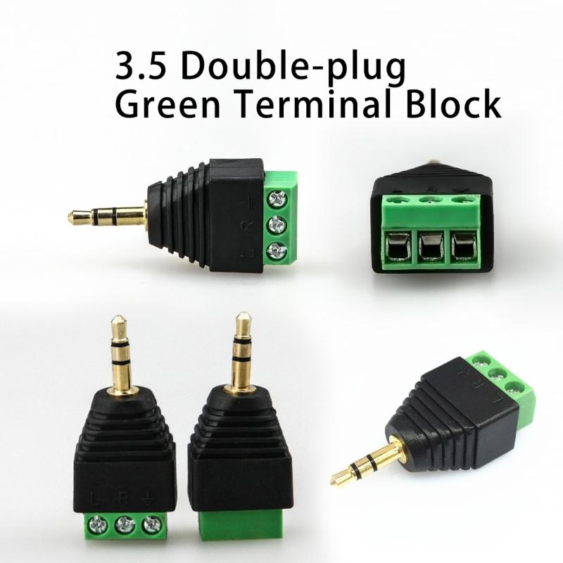 4pcs 3.5mm Balun Male To Screw Terminals Female Adapter Easy To Use for Microphones & Earphones Without Soldering