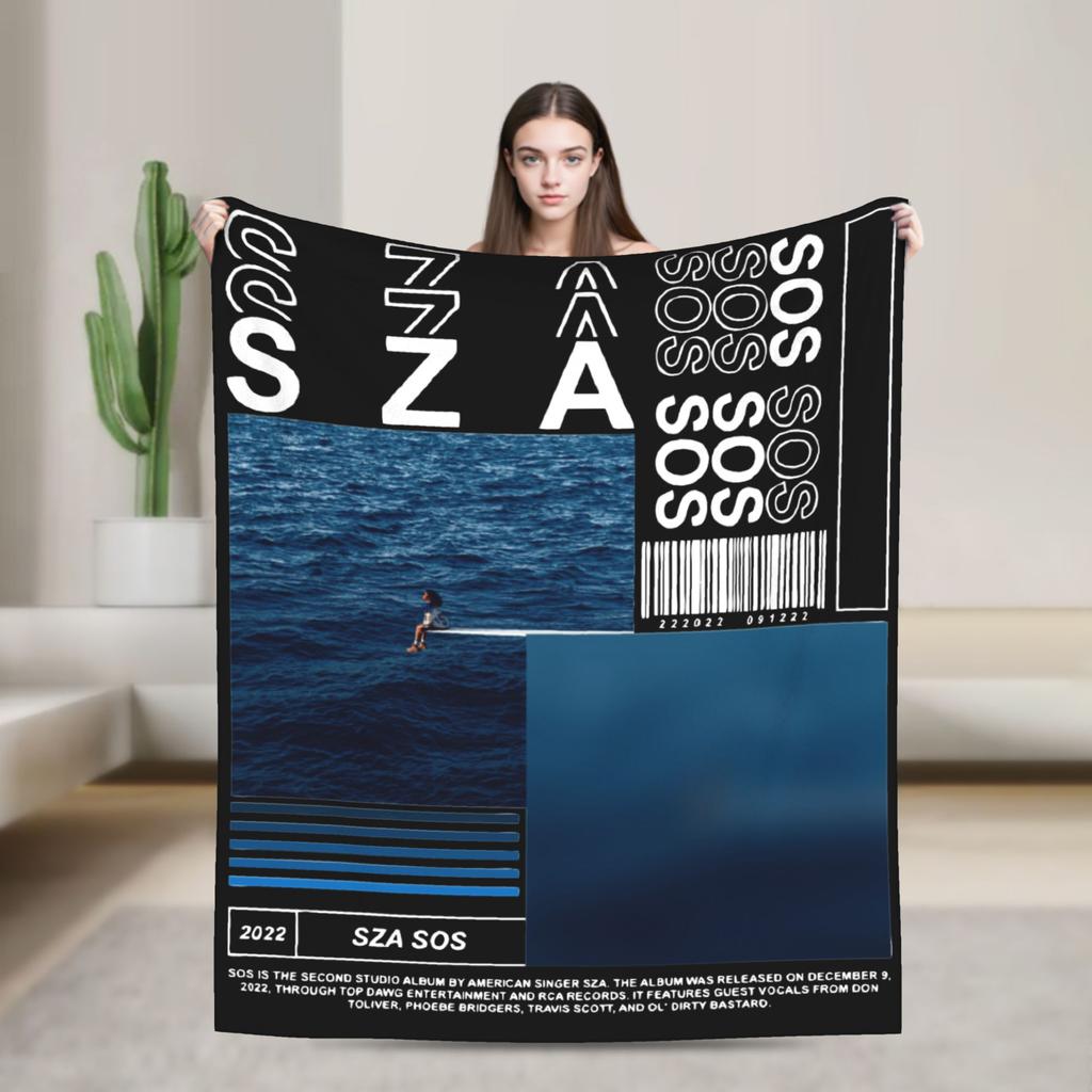 SOS SZA Rapper Knitted Blanket 90s Music Fleece Throw Blanket Bedroom Sofa Decoration Lightweight Bedspread