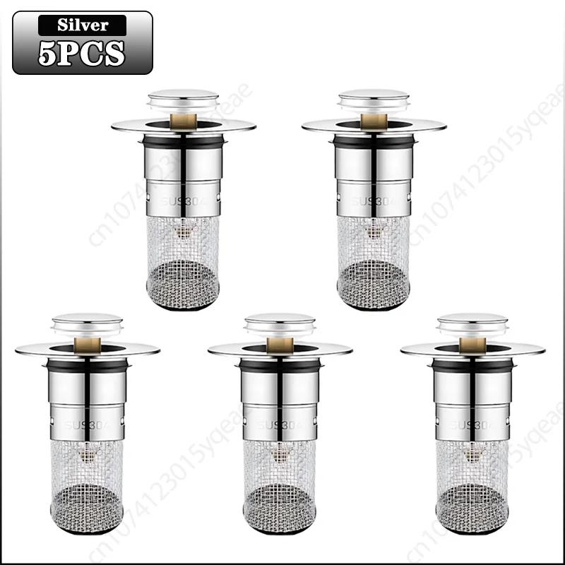 Stainless Steel Floor Drain Filter Washbasin Plug Anti Odor Pop-Up Bounce Core Basin Stopper Hair Catcher Shower Sink Strainer