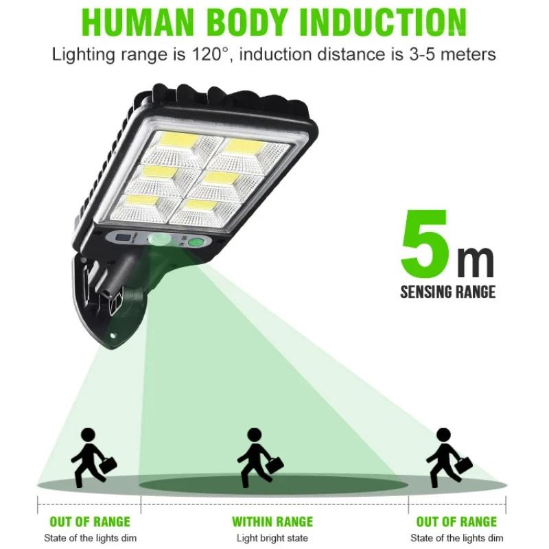 1~8Pack Solar Street Lights Outdoor Waterproof Security Motion Sensor LED Lamp with 3 Lighting Mode Solar Lights for Garden IP65