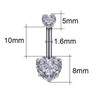 Stainless Steel Double Heart Belly Button Nail Creative Zircon Belly Button Ring Piercing Jewelry for Women