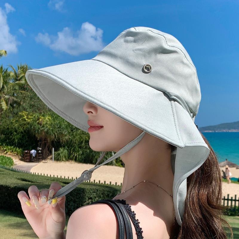 Summer Wide Brim Fisherman Hat With Ponytail Hole For Outdoor Sun Protection