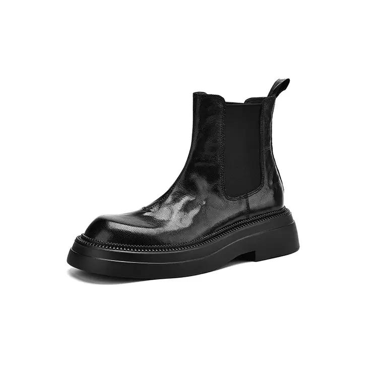 New Casual Sheepskin Retro Chimney Boots European American Low Heel Black Commuting Shopping Short Plush Warm  Ankle Boots 41