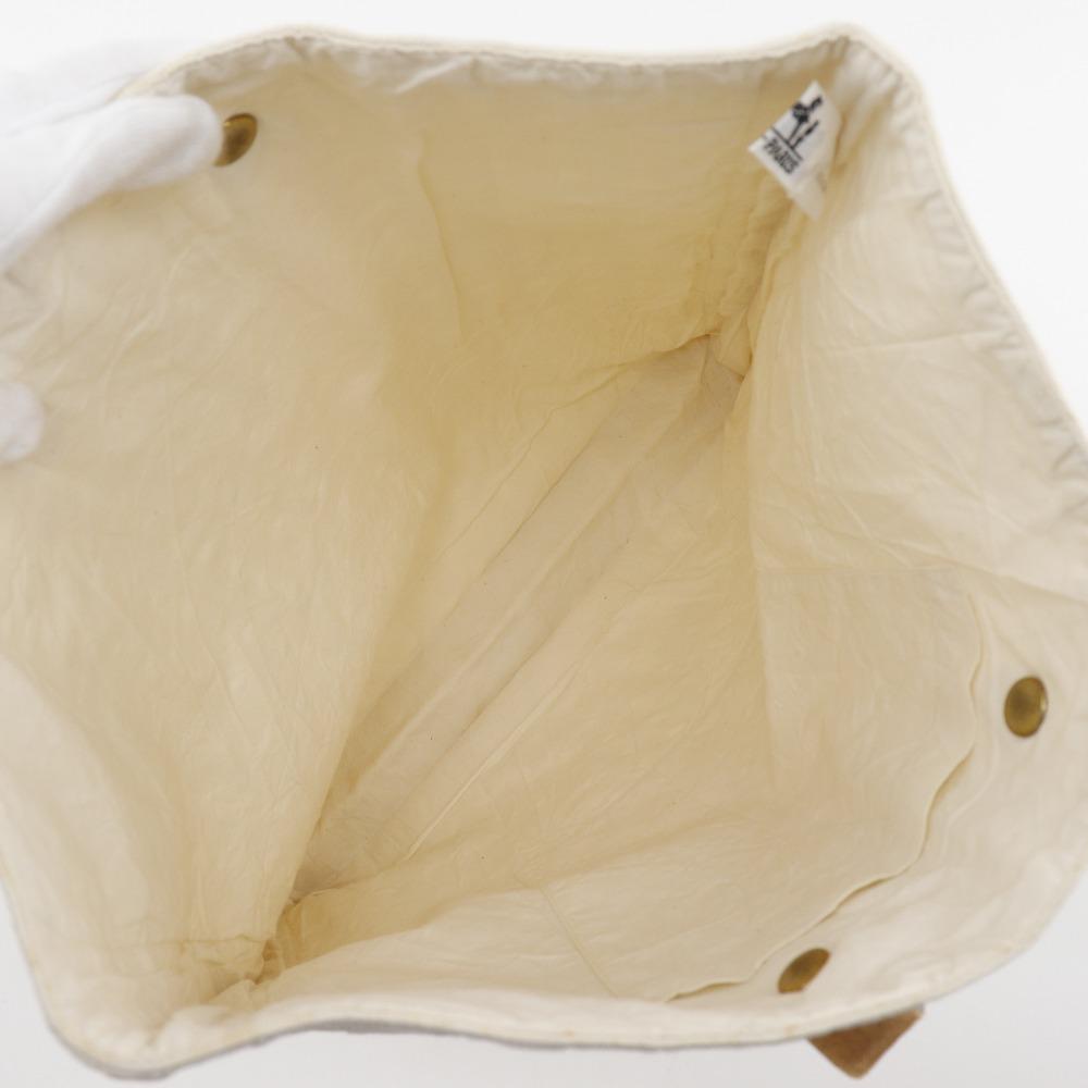 Hermes Amedaba Tote GM Handbag White Cotton Unisex Used