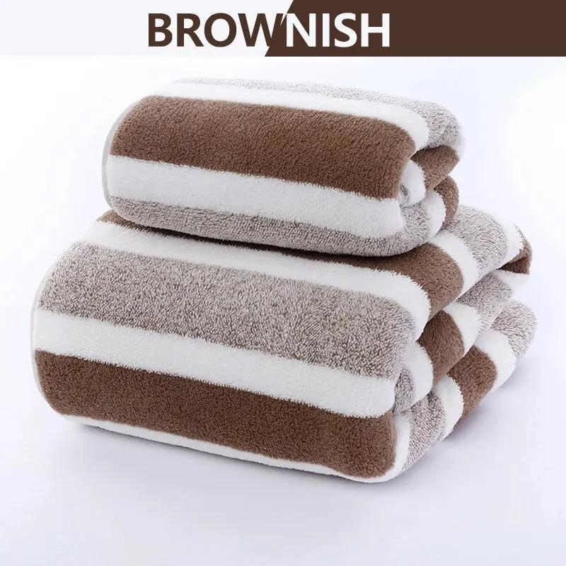 Soft Towel Absorbent Striped Pattern Towel Set Soft Hand Towel Bath Towel Quick Drying Absorbent Towels For Bathroom