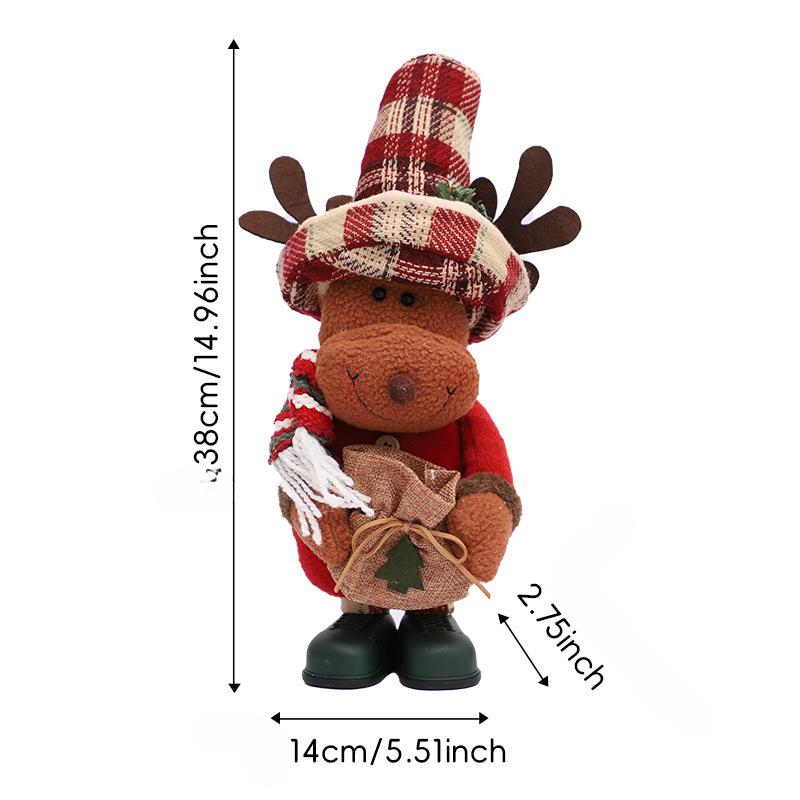 Christmas Decorations Linen Top Hat Standing Doll Santa Claus Snowman Home Decoration Ornaments