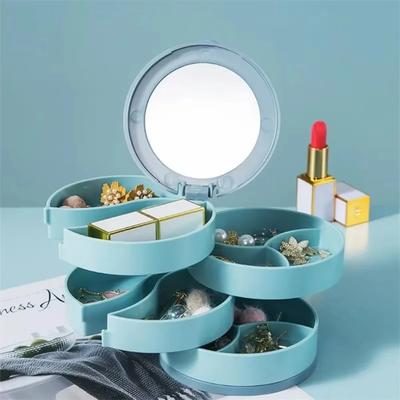 360 ° Rotating Jewelry Box Simple Jewelry Stand Holder Display Tray Desktop Makeup Storage Box Multilayer Earring Rotating Boxes