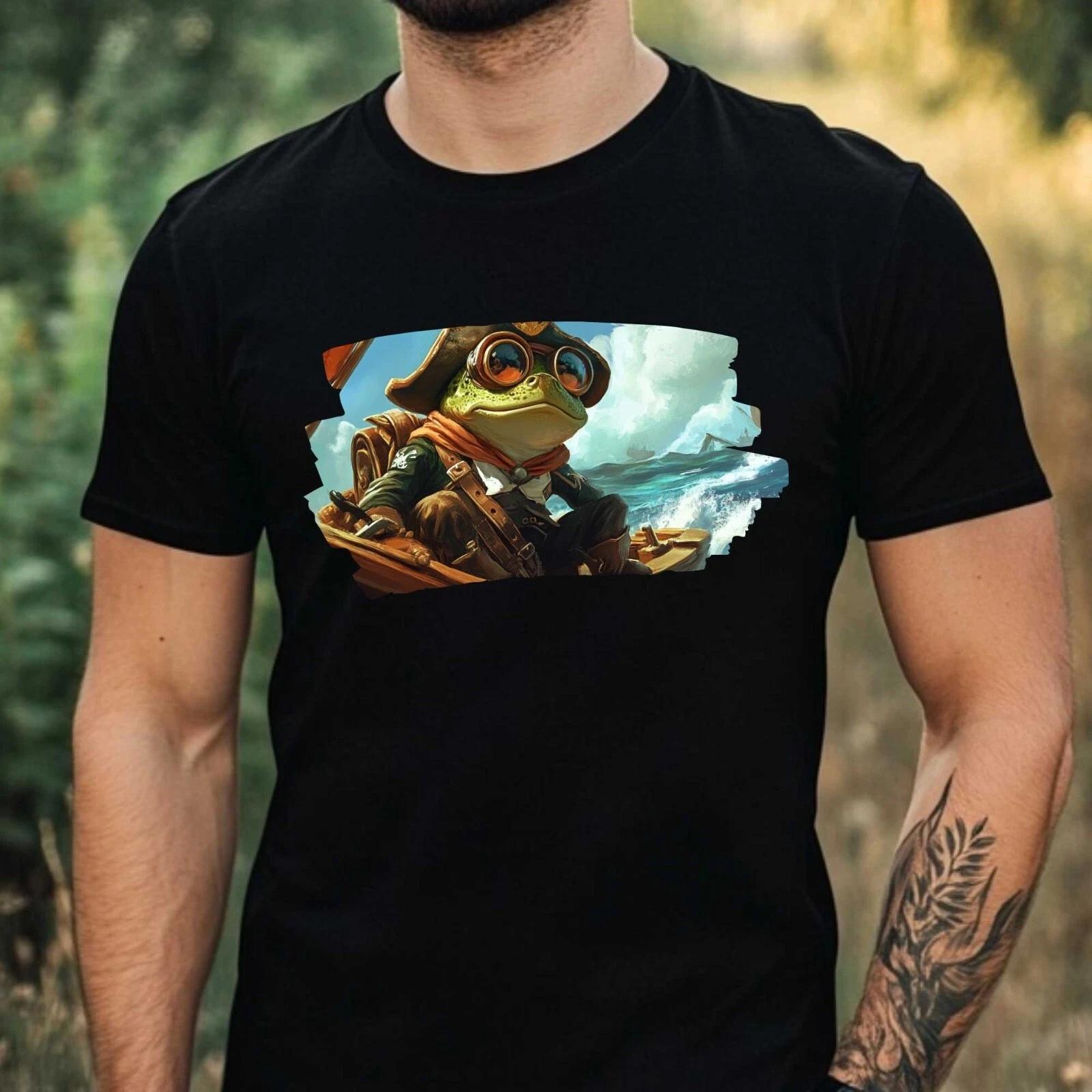 T-Shirt Herren Piraten Frosch Motiv Baumwolle Größe XS bis 5XL M