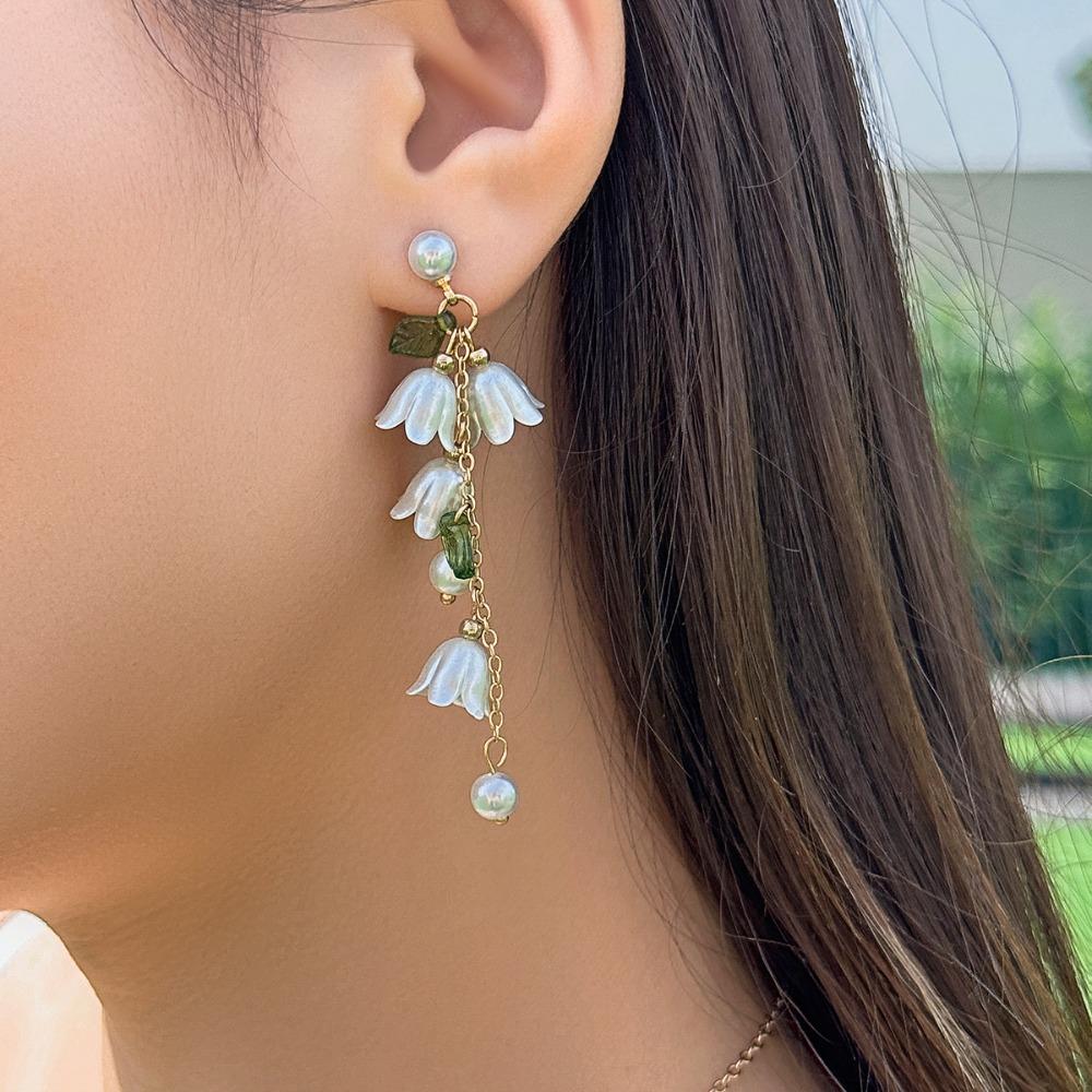 Pearl Flowers Jewelry Set Bracelet Bellflower Ankle Chain Chic Lilies of The Valley Necklace Girls