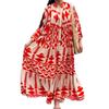 Abito lungo con stampa boho per donna, scollo a V alto, manica lunga, abbottonato, abito lungo patchwork, casual, alla moda, traspirante, leggero, comodo, plus size