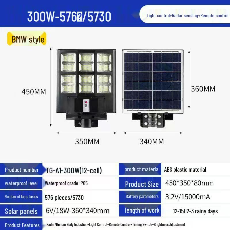 

High-Power LED Solar Street Light for Rural Roads, Parks, and Squares
