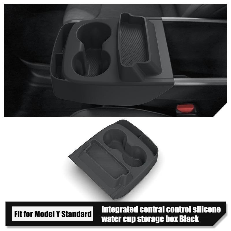 For Tesla Model Y Standard 2025 Silicone Central Control Cup Holder Storage Box Accessories Multifunctional Car Auto Accessories