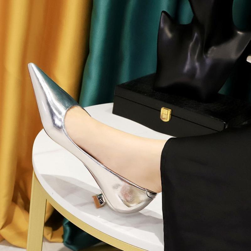 Fashion Mid-Heels 3.5cm Women's Shoes Slim Heels Shallow Mouth Ladies Pumps Ladies Single Stiletto Sexy Banquet Shoes Zapatos De Mujer
